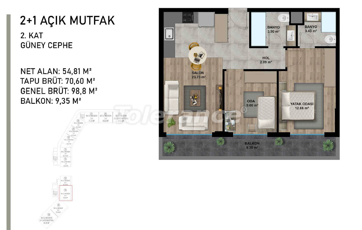 Apartment from the developer in Altıntaş, Antalya with pool - buy realty in Turkey - 95493