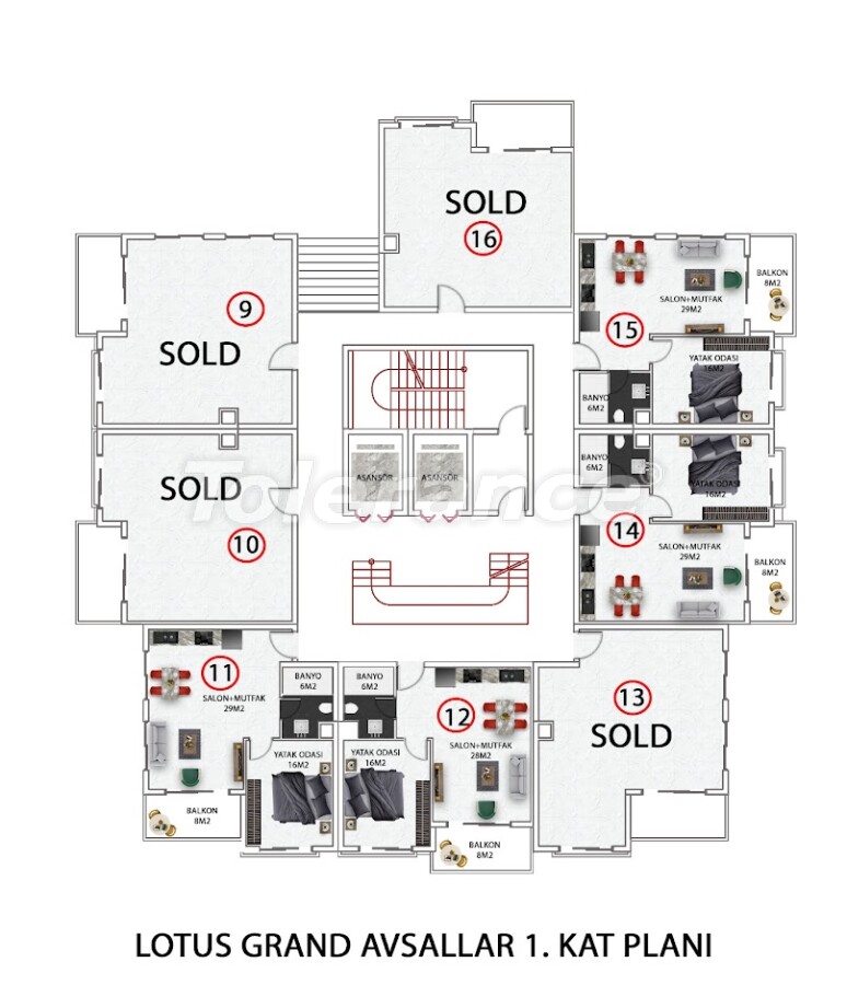 Apartment from the developer in Avsallar, Alanya with pool with installment - buy realty in Turkey - 62938