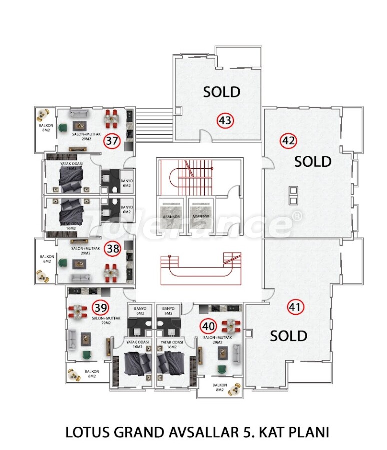 Apartment from the developer in Avsallar, Alanya with pool with installment - buy realty in Turkey - 62942