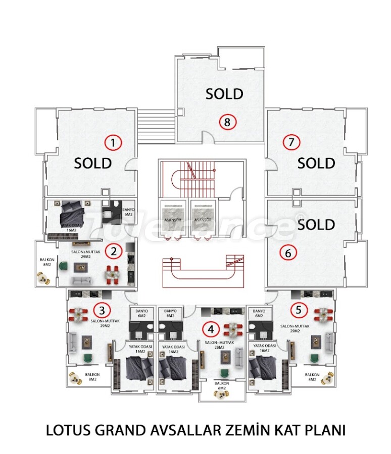 Apartment from the developer in Avsallar, Alanya with pool with installment - buy realty in Turkey - 62943