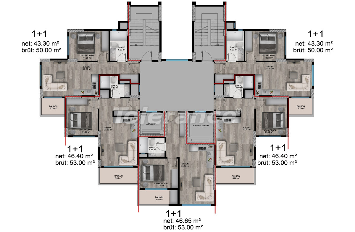 Apartment from the developer in Erdemli, Mersin with sea view with pool with installment - buy realty in Turkey - 106712