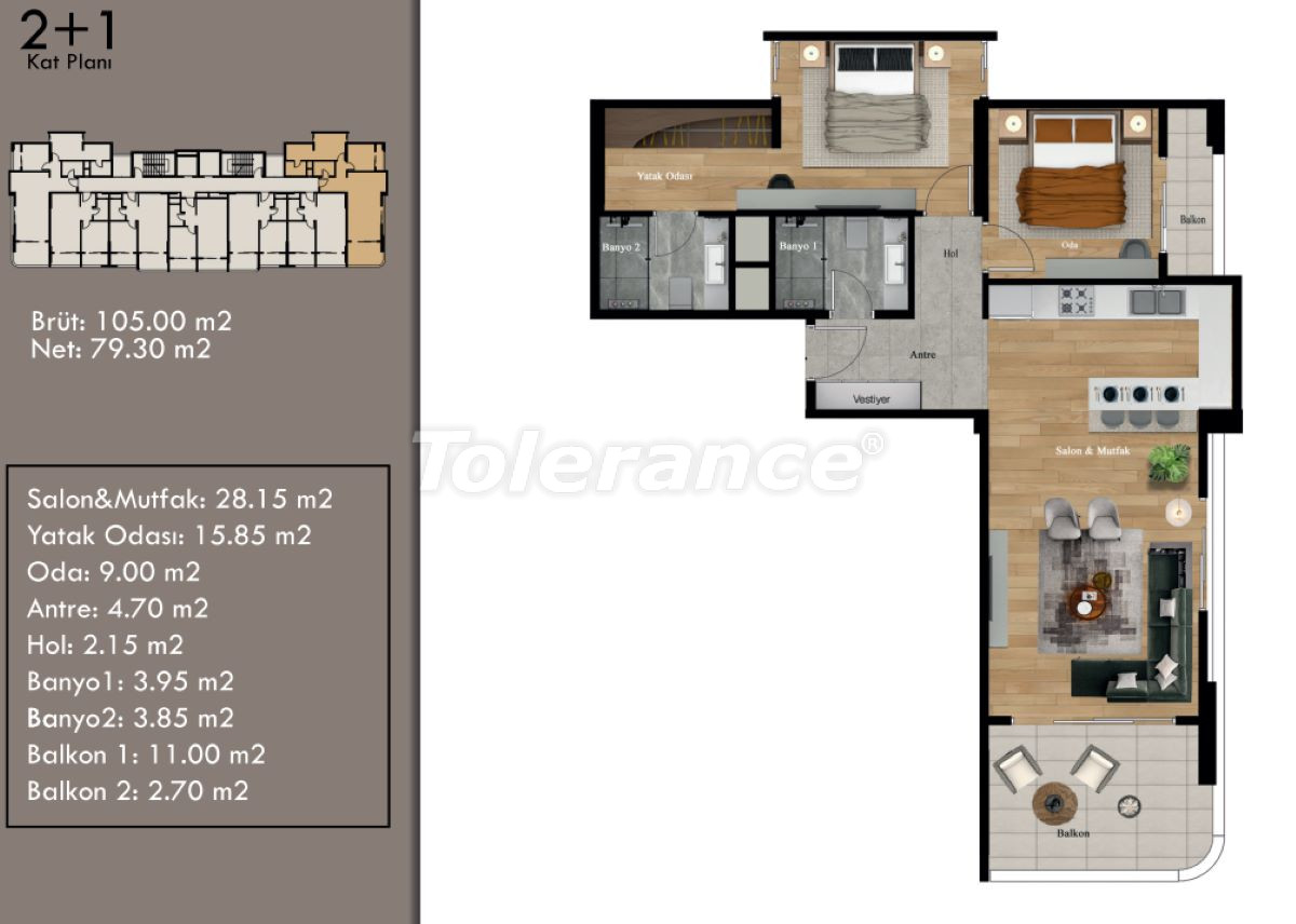 Apartment from the developer in Erdemli, Mersin with sea view with pool with installment - buy realty in Turkey - 65790