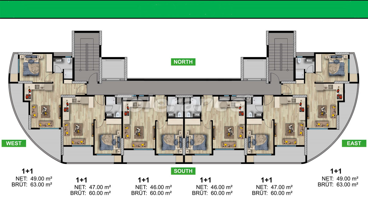 Apartment from the developer in Erdemli, Mersin with pool with installment - buy realty in Turkey - 68268