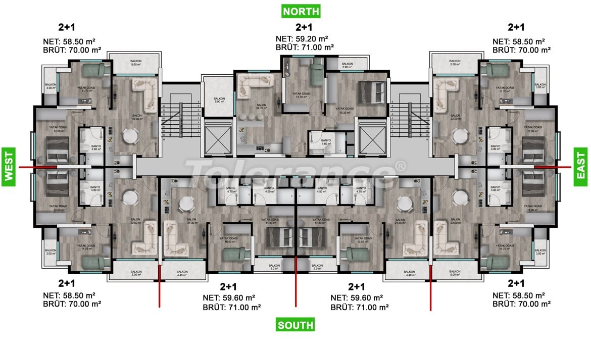 Apartment from the developer in Mezitli, Mersin with sea view with pool with installment - buy realty in Turkey - 106562