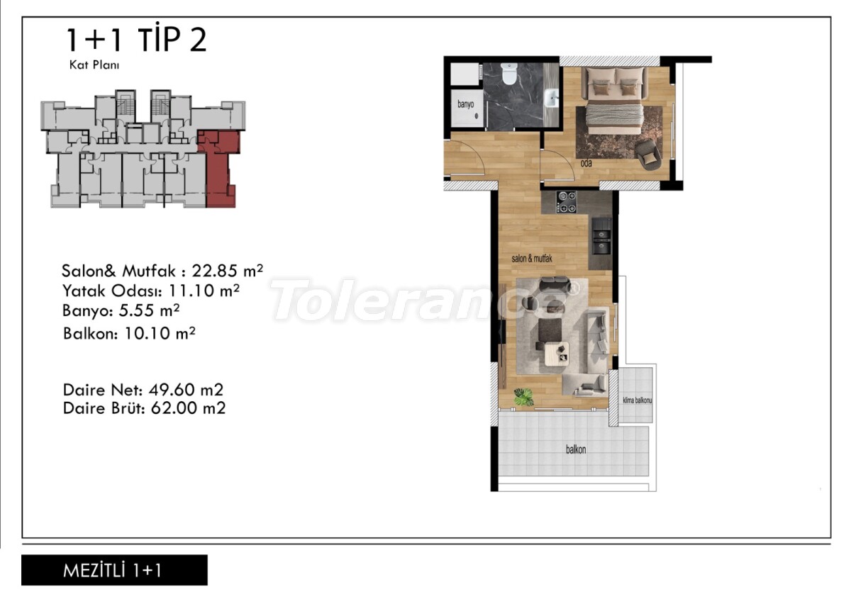 Apartment from the developer in Mezitli, Mersin with pool - buy realty in Turkey - 62386