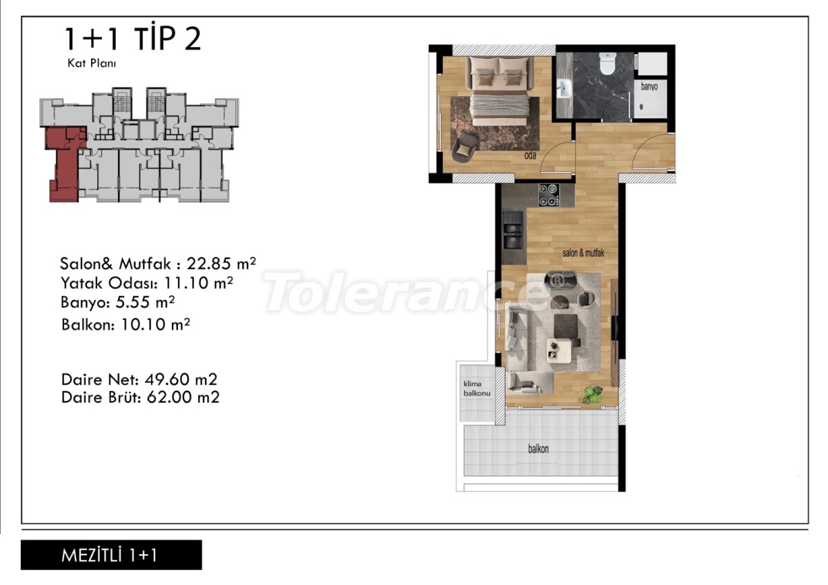 Apartment from the developer in Mezitli, Mersin with pool - buy realty in Turkey - 62387