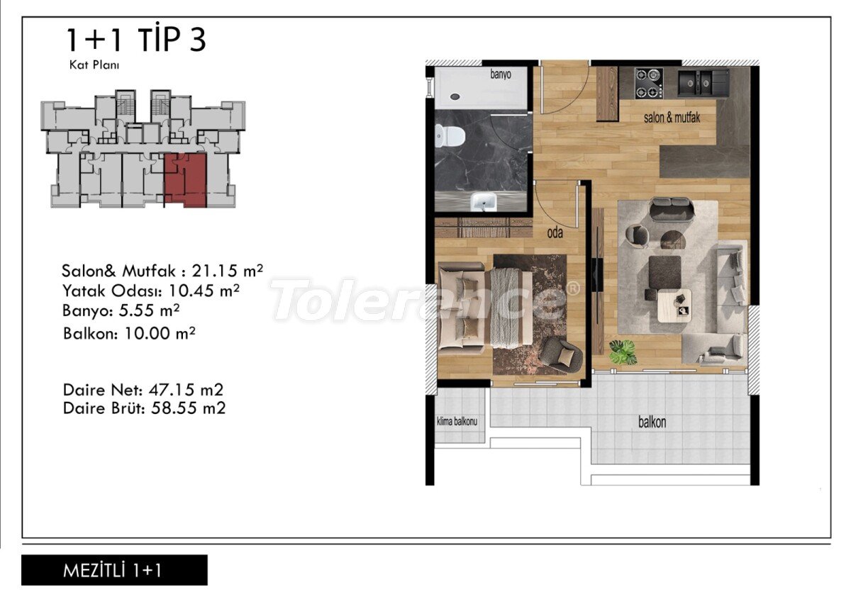 Apartment from the developer in Mezitli, Mersin with pool - buy realty in Turkey - 62389