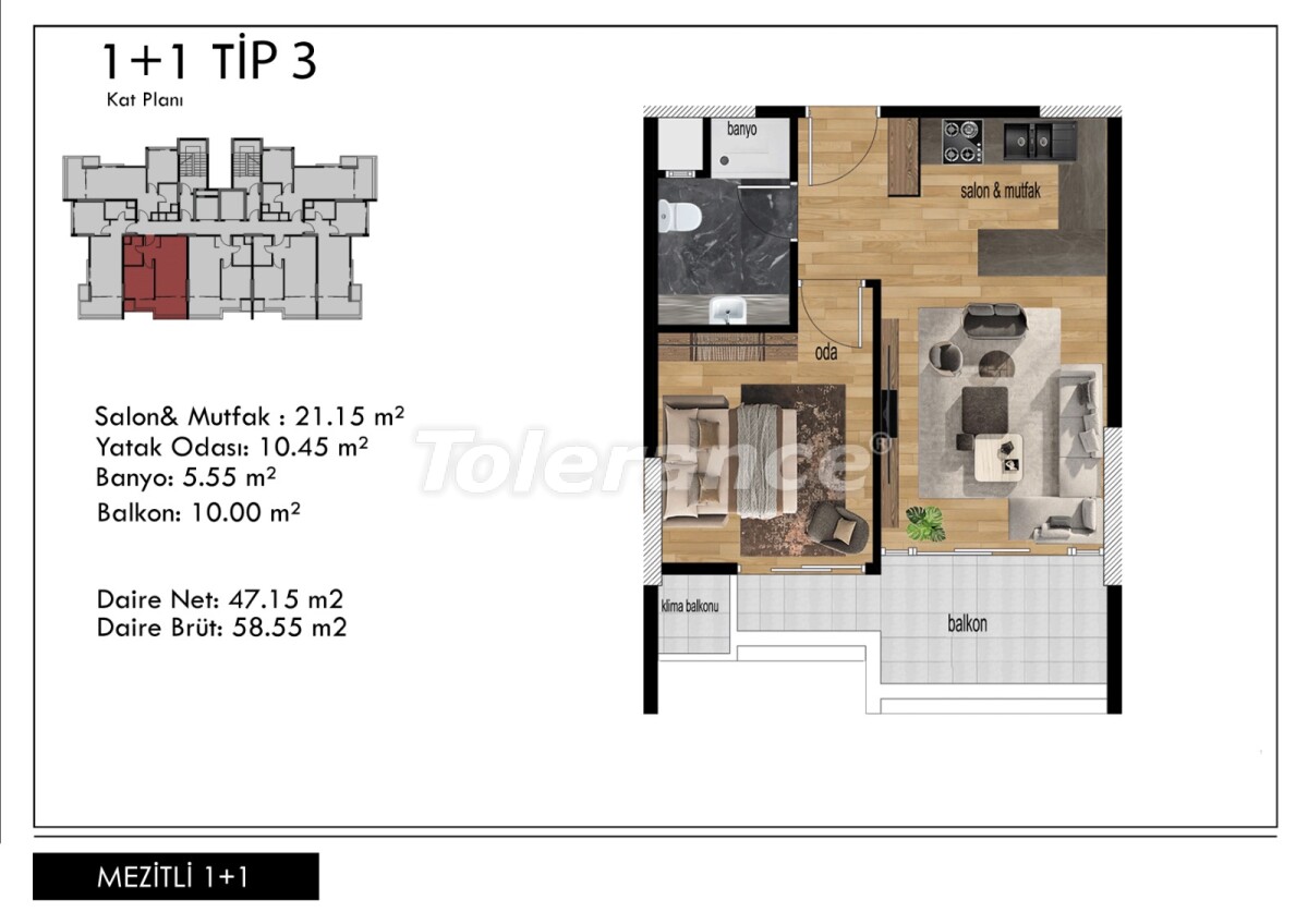 Apartment from the developer in Mezitli, Mersin with pool - buy realty in Turkey - 62390