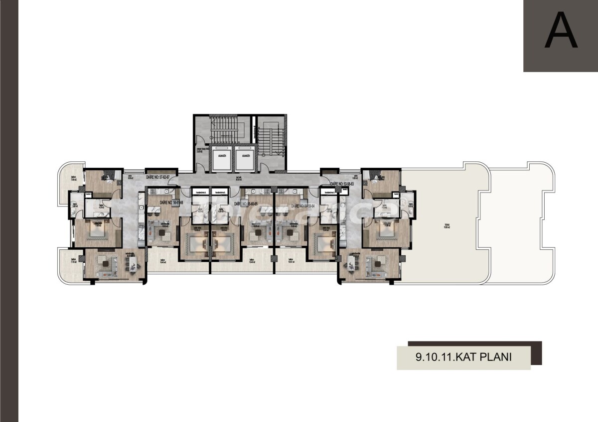 Apartment from the developer in Tece, Mersin, Mersin with sea view with pool with installment - buy realty in Turkey - 62780