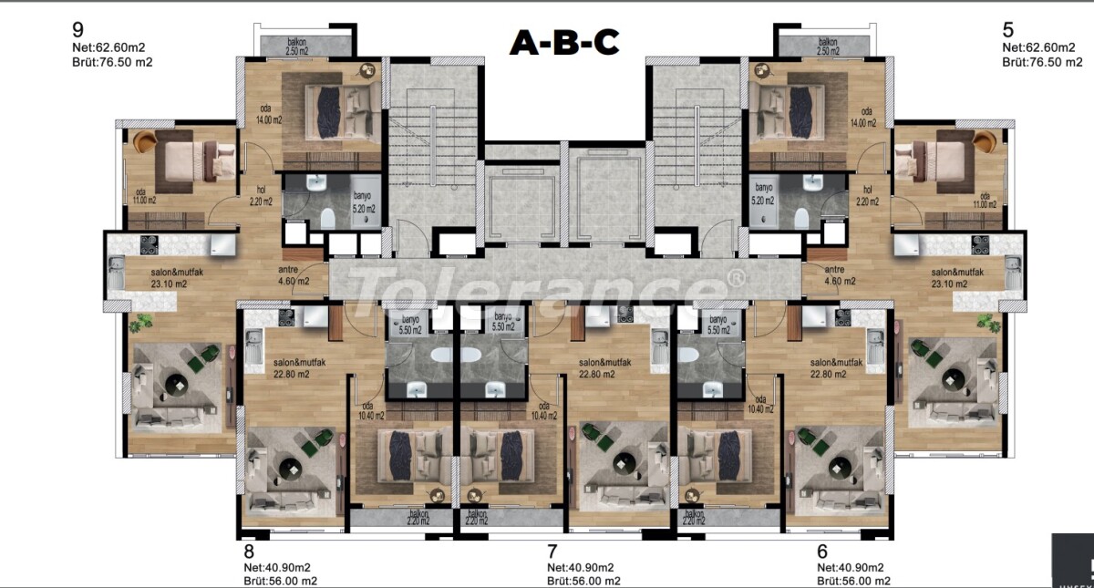 Apartment from the developer in Tece, Mersin, Mersin with pool with installment - buy realty in Turkey - 64490