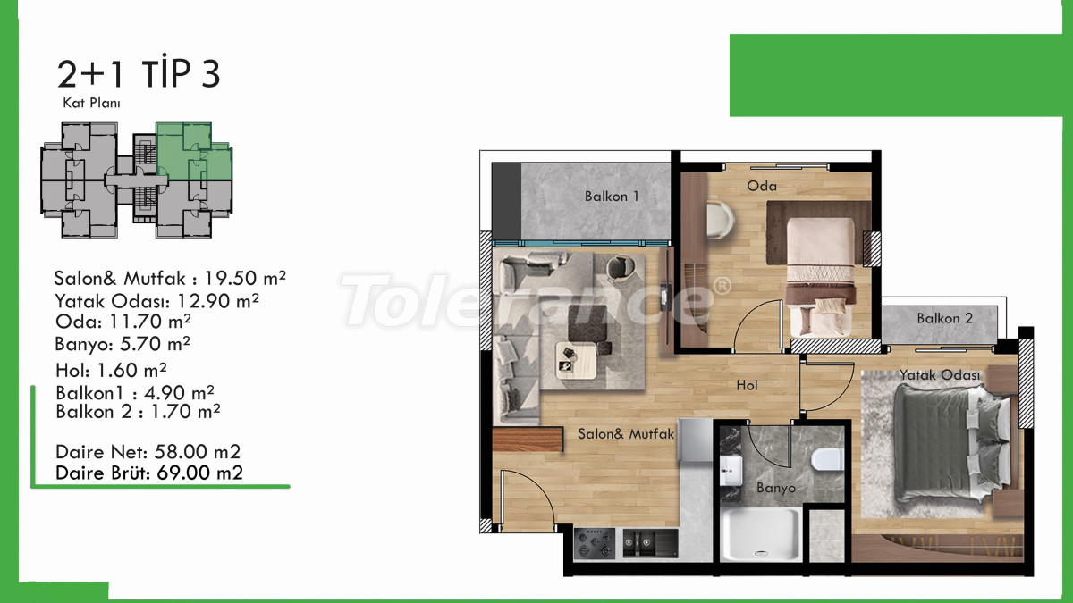 Apartment from the developer in Tece, Mersin, Mersin with pool with installment - buy realty in Turkey - 80063